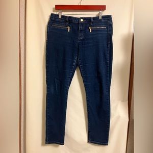 Michael Kors Women’s Blue Denim Zipper Pockets Skinny Mid Rise Jeans Size 10